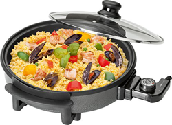 Clatronic PP 3401 Sartén eléctrica con tapa de cristal, diámetro 32 cm, 1500 W, Metal, Negro características