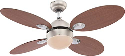 Globo WADE Deckenventilator mit Zugschalter Ø106cm, Walnuß/Kirsche