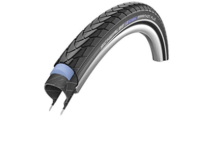 Schwalbe Marathon Plus Reflex - Cubierta de Trekking con Bandas Reflectantes para Bicicletas Negro Schwarz mit reflektierendem Streifen Talla:28x1 1/4