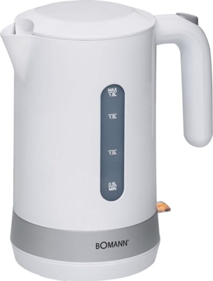 Bomann WK 5012 CB Hervidor de agua eléctrico, capacidad 1,8 litros, blanco plata, 2200W, 2200 W, 1.8 litros, Acero Inoxidable