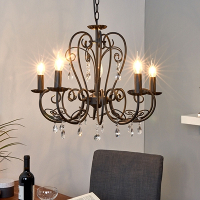 Lámpara de araña Sophina en negro, 5 llamas