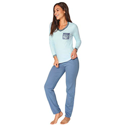 Pijama Camiseta con Encaje elástico y Bolsillo a Contraste Mujer by Ve - 023778,Azul Claro,M características