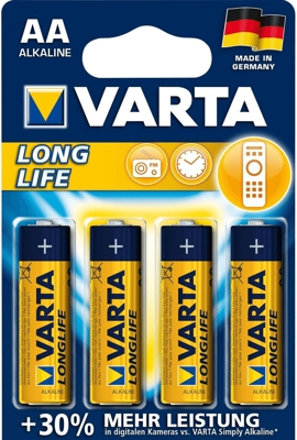 Varta Longlife AA Single-use battery Alcalino - Pilas (Single-use battery, AA, Alcalino, 1,5 V, 4 pieza(s), Azul, Amarillo)