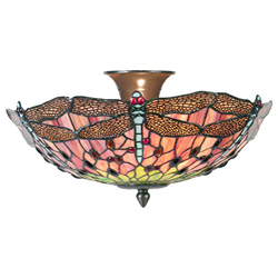 LumiLamp 5LL-5415 - Lámpara de techo Tiffany, cristal, rojo, verde, multicolor características
