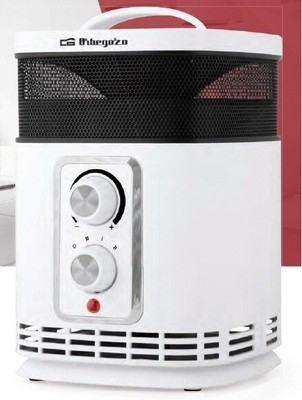 Calefactor Cerámico Alta Eficiencia Orbegozo cr 6025 Blanco 360º 1500w 2 Niveles de Potencia