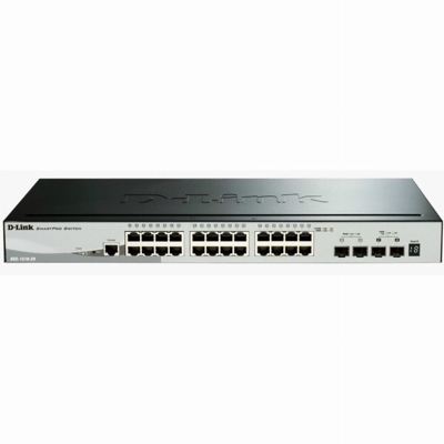 D-Link DGS-1510-28X - Switch 24 Puertos Gigabit L2+ (funcionalidades L3) y 4 Puertos 10G SFP+, apilable, Altura 1U, VLAN automática para Video vigilan