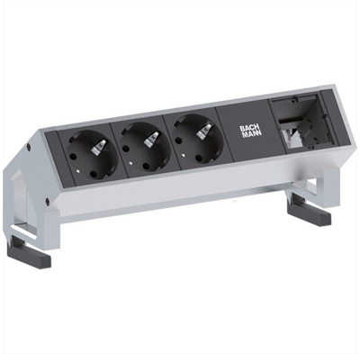 1090720-Bachmann Desk 2 3AC outlet(s) 0.2m Black power extension - Power Extensi