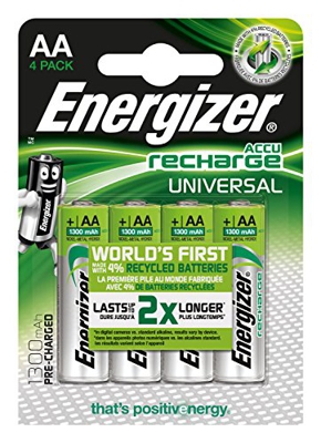 Energizer Pack de 4 pilas  AA recargables 1300 mAh