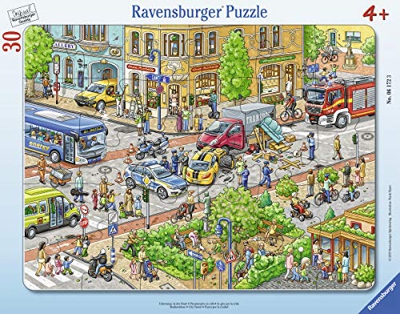RAVENSBURGER 06172 - Rahmenpuzzle - Unterwegs in der Stadt, 30 Teile