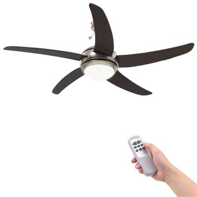 Ventilador de techo vidaXL, adornado con lámpara 128 cm Marrón