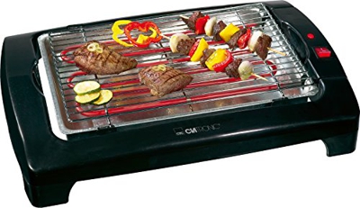 Clatronic BQ 2977 Barbacoa eléctrica parrilla cromada de 35,5 x 24,5 cm, 2000 W