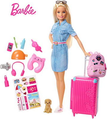 Barbie Vamos de viaje, muñeca con accesorios (Mattel FWV25)