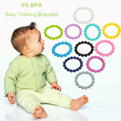 Granos 100% alimentos grado silicona dentición mordedor lazo pulsera brazalete suave de juguete del Chew bebé enfermería joyería libre de BPA en oferta