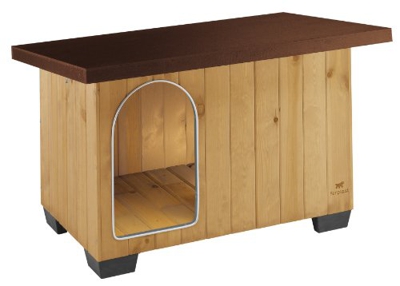 Feplast 87015000 Caseta de Exterior para Perros Baita 80, Robusta Madera Ecosostenible, Pies de Plástico, Puerta con Revestimiento Resistente A Las Mo