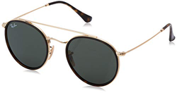 Ray-Ban RB3647N 001 Round Double Bridge Sunglasses - Gold/Green en oferta