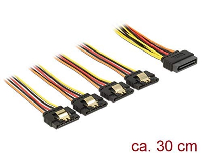 Delock 60157 SATA cable 0.3 m Multicolor SATA 15-pin 4 x SATA 15-pin power