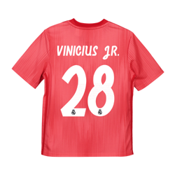 Camiseta de la 3ª equipación del Real Madrid 2018-19 para niños dorsal Vinicius JR. 28 - Con Parches Exclusivos características