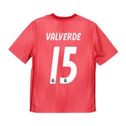 Camiseta de la 3ª equipación del Real Madrid 2018-19 para niños dorsal Valverde 15 - Con Parches Exclusivos en oferta