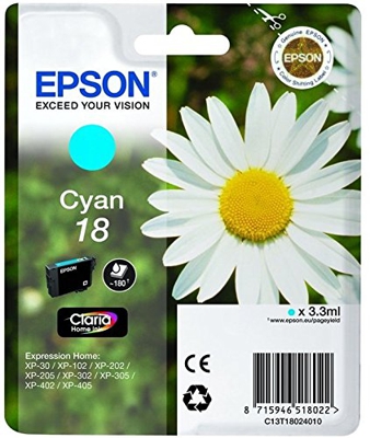 Epson C13T18024022 Singlepack Cyan 18 Claria Home Ink Original - Ink Cartridge