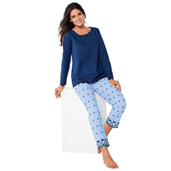 Pijama camiseta de punto y pantalón bordado celeste/azul marino 4XL características