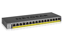 Netgear GS116LP Switch Gigabit con 16 puertos PoE, Switch ethernet PoE de 76W actualizable, switch PoE, montaje sobremesa o bastidor, caja de metal en oferta