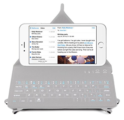 DURAGADGET Teclado inalámbrico INGLÉS para Apple iPhone 6s Plus/6s/6/6 Plus/5s/5c - NO Tiene Ñ - con Función Atril - ¡Super Ligero!