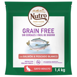 Nutro Grain Free Adult SalmÃ³n y pescado blanco para gatos - 1,4 kg en oferta
