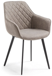 Kave Home Silla Amira verde, en Piel sintética,Metal - Verde,Negro en oferta