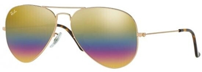 Ray-Ban Aviator Large Metal, Gafas de sol para Hombre, Marrón (Gold Rainbow Flash), 58