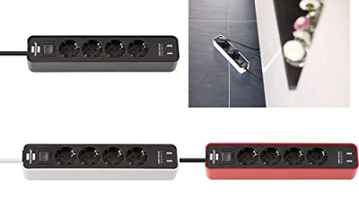 Ecolor base múltiple 1,5 m 4 salidas AC Interior Negro, Blanco, Regleta