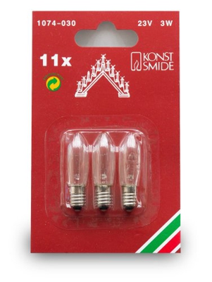 Konstsmide 1074-030 - Bombillas de repuesto para el candelabro 2141-154 (3 unidades, 23 V, 3 W)
