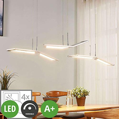 Lampenwelt Luciano - Lámpara de techo LED (intensidad regulable, metal cromado, para salón y comedor (1 foco, A+, incluye bombilla)