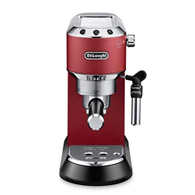 De'longhi Dedica EC685.R - Cafetera de bomba, acero inoxidable, capuccinatore, depósito 1,3 litros, sistema anti-goteo, café molido o monodosis, rojo