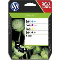 Pack de ahorro de 4 cartuchos de tinta original HP 364 negro/cian/magenta/amarillo en oferta