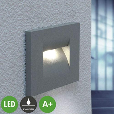 'Lámpara de pared exterior "Nevin (Modern) en aluminio de aluminio (1 x 3 W LED, A +, incluye bombilla) de proyección Mundo | pared para pared exterio