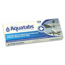 50 PASTILLAS POTABILIZADORAS DE AGUA AQUATABS CAMPING CAZA SUPERVIVENCIA características