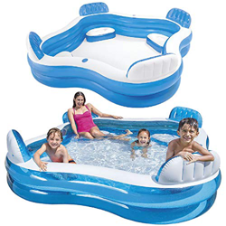 Intex 56475NP - Piscina hinchable cuadrada con asientos 229 x 66 cm 990 litros en oferta