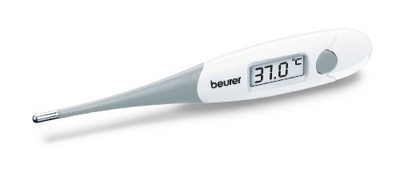 Beurer FT15/1 Termometro Digital y Corporal, Punta Flexible, Resistente al Agua, Alarma Fiebre, Pantalla LCD Extra Grande, sin Mercurio, sin Cristal, 