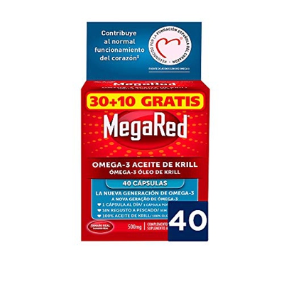 Megared Omega 3 - Aceite de Krill Complemento Alimenticio sin Regusto a Pescado 30+ 10 cápsulas gratis