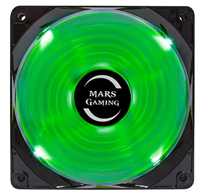 Mars Gaming MF12 - Ventilador para Ordenador (9 aspas, iluminación LED Verde, 50.000 Horas Funcionamiento, 14 db, silencioso), Negro y Azul
