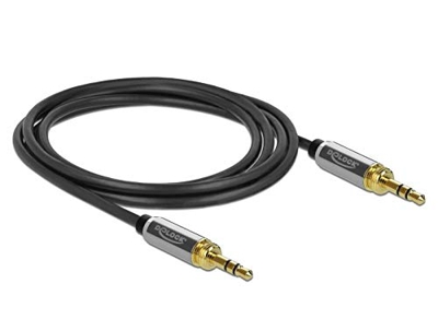 DeLOCK 85785 Cable de Audio 1 m 3,5mm Negro, Gris - Cables de Audio (3,5mm, Macho, 3,5mm, Macho, 1 m, Negro, Gris)