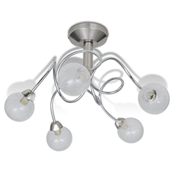 Lámpara de techo vidaXL, con cinco focos redondos de vidrio blanco, G9 precio