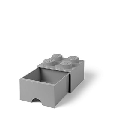 Ladrillo de almacenamiento LEGO (4 espigas) - 1 cajón - Gris