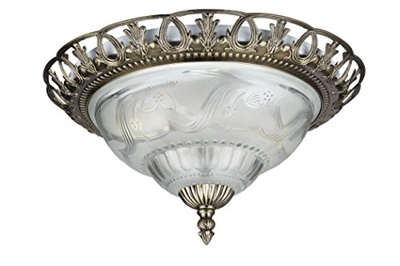 Ceiling Fitting Flush E14 C/w Clear & Frosted Glass Diffuser
