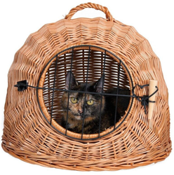 Cueva y transportín de mimbre para mascotas - Diámetro de la base: 50 cm en oferta