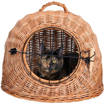 Cueva y transportín de mimbre para mascotas - Diámetro de la base: 50 cm