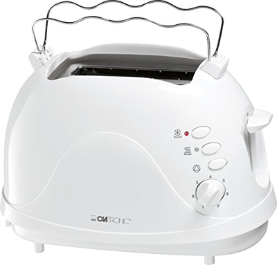 Clatronic TA 3565 Tostadora de 2 ranuras, calienta panecillos, 700 W, blanco