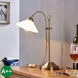 Tischleuchte Otis Klassisch Altmessinggestell Tischlampe Lampenwelt Glasschirm en oferta
