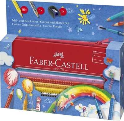 Faber Castell Colouring Pencils Set Grip + 1 Graphite Pencil & Sharpner 112450