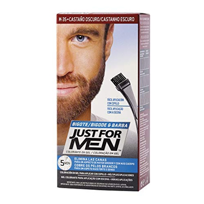JUST FOR MEN Colorante en gel bigote barba y patillas - Tinte para la barba para hombres - castaño oscuro - 15 ml